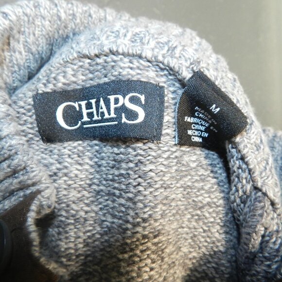 Chaps Mens Dark Green Grey And White Long Sleeve Stripped Sweater Size Medium - Picture 5 of 5